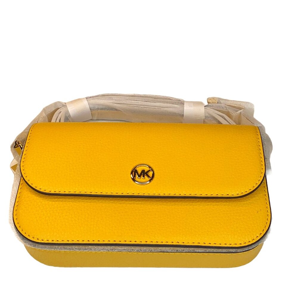 Jet Set Travel Small Pebbled Leather Crossbody Bag, Daisy Yellow